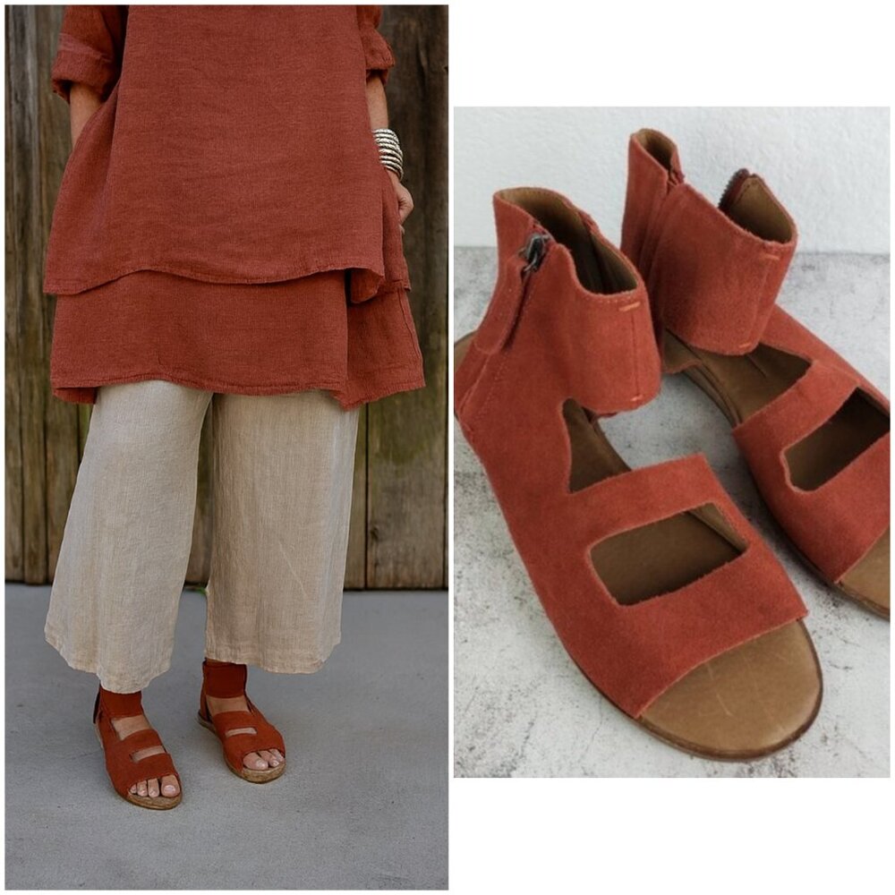 Anthropologie Gee WaWa Farrah Leather Suede Sandals size 8.5M